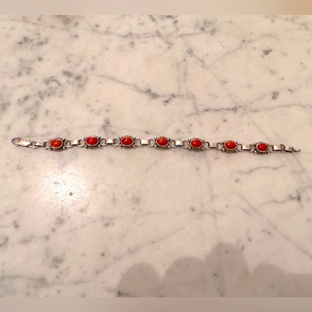 PK Benally spiny oyster and sterling bracelet. 7 1/2 inches. Like new